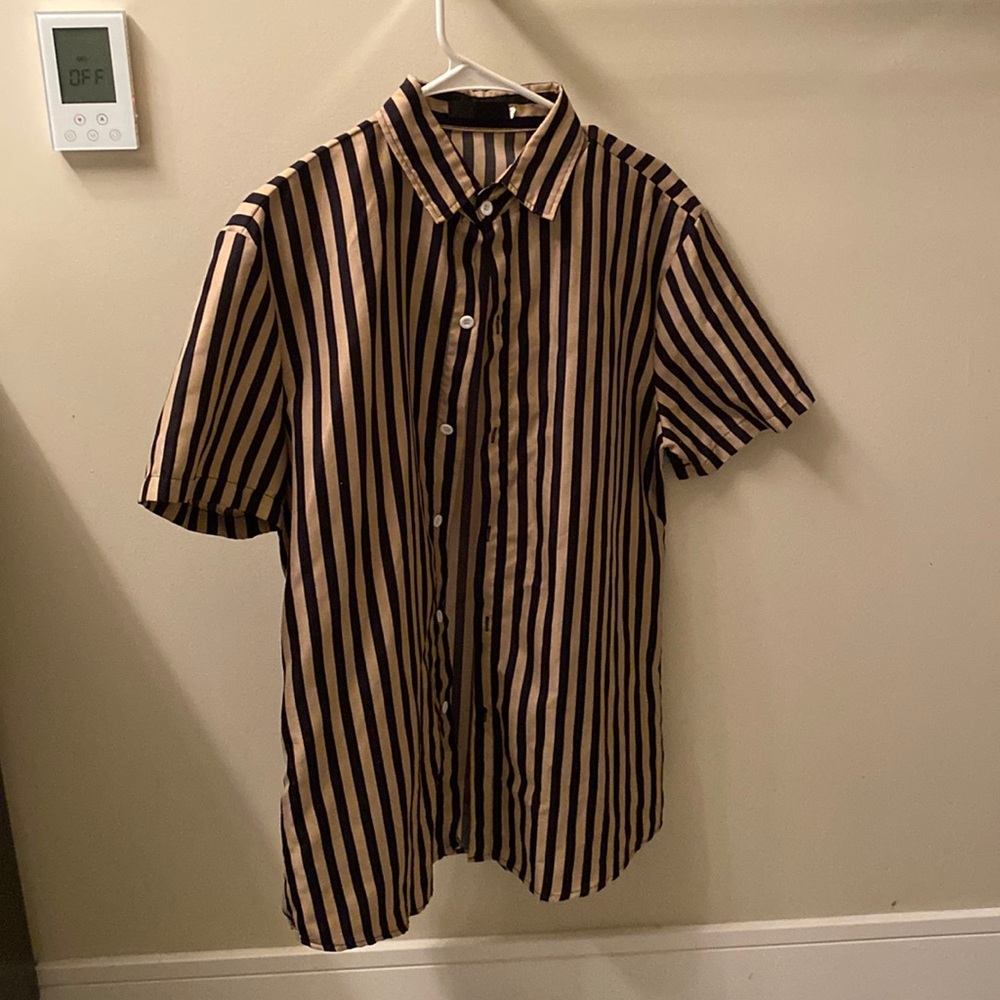 Striped short sleeve button down